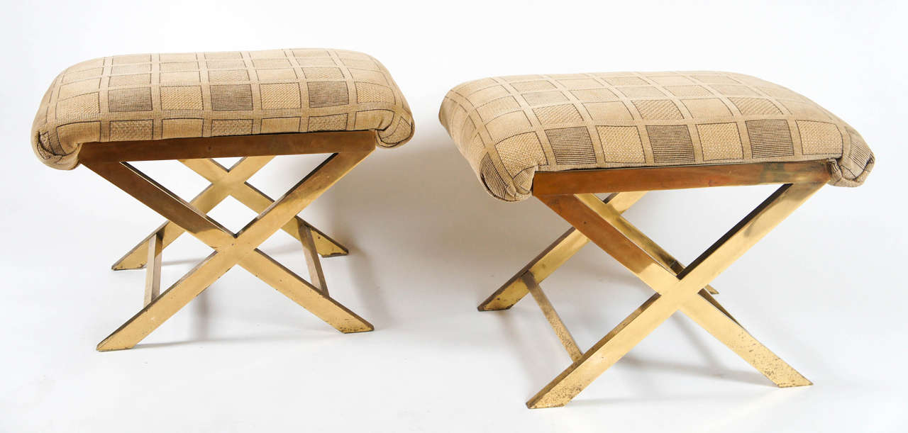 Vintage Brass XFrame Benches or Stools For Sale at 1stdibs