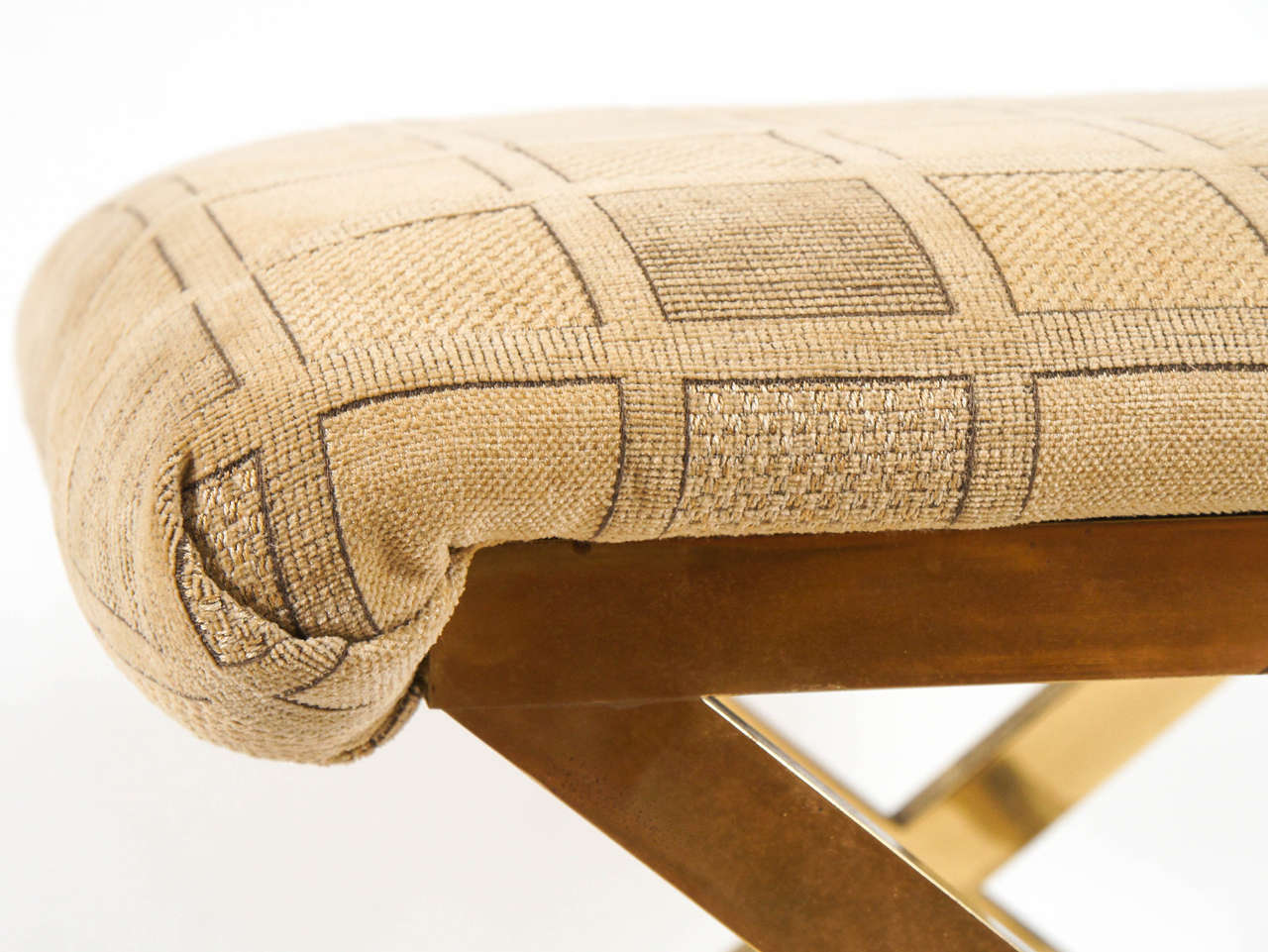 Chic Pair of Vintage Brass Xframe Benches or Stools For Sale at 1stdibs