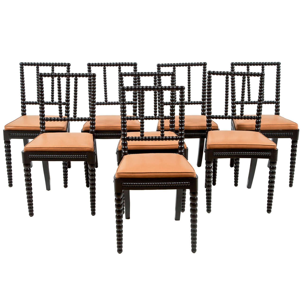 Set of Eight Danish Spool Chairs