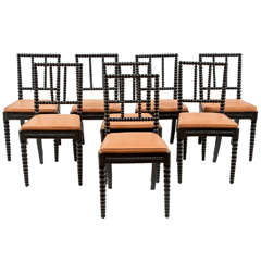 Set of Eight Danish Spool Chairs