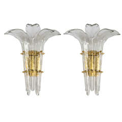 Set of Four Wall Sconces in Murano Glass