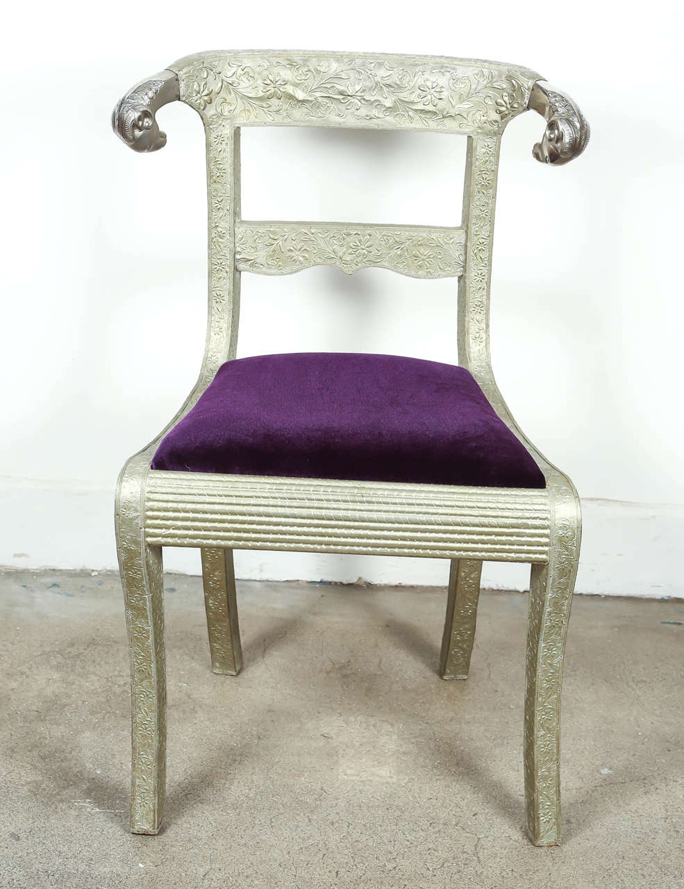 20th Century Anglo-Indian Silvered Wrapped Clad Side Chair