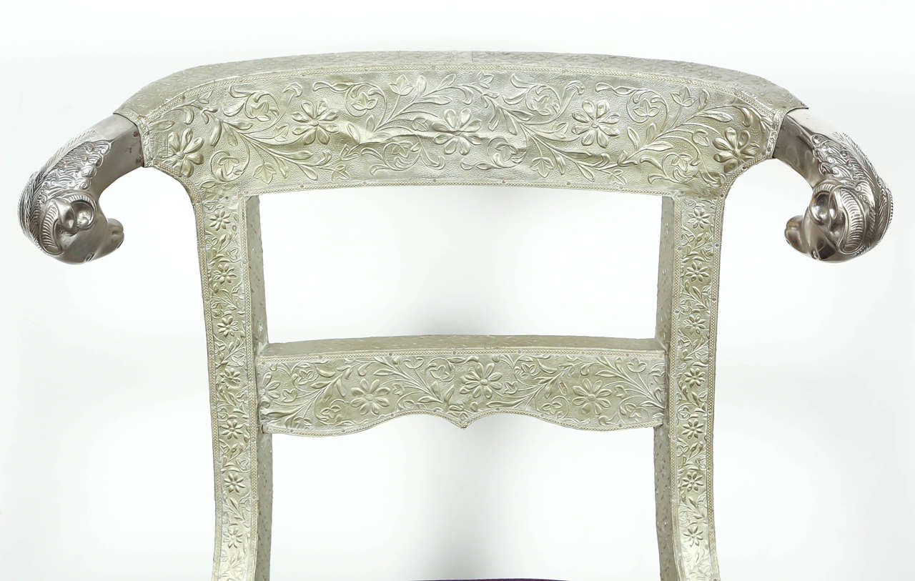 Hand-Crafted Anglo-Indian Silvered Wrapped Clad Side Chair