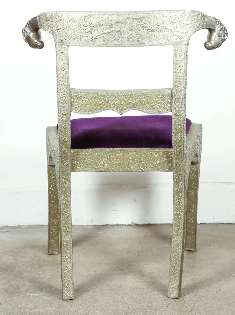 Metal Anglo-Indian Silvered Wrapped Clad Side Chair