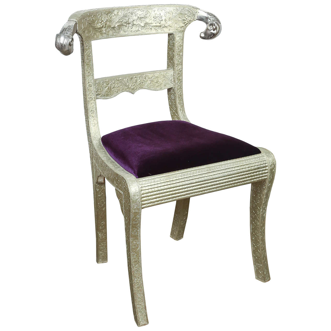Anglo-Indian Silvered Wrapped Clad Side Chair