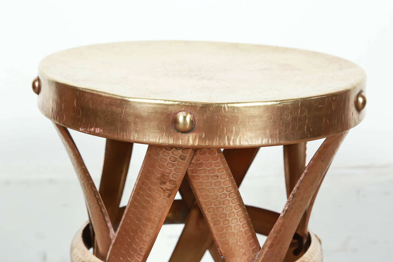 Hong Kong Mid-Century Vintage Polished Brass Stool, 1950s