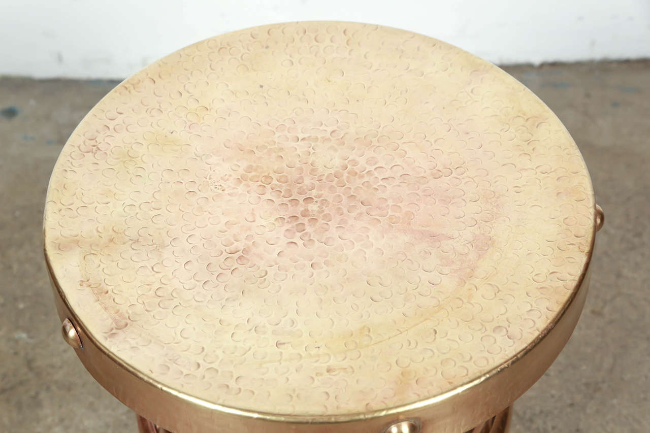 Mid-Century Vintage Polished Brass Stool, 1950s In Fair Condition In North Hollywood, CA