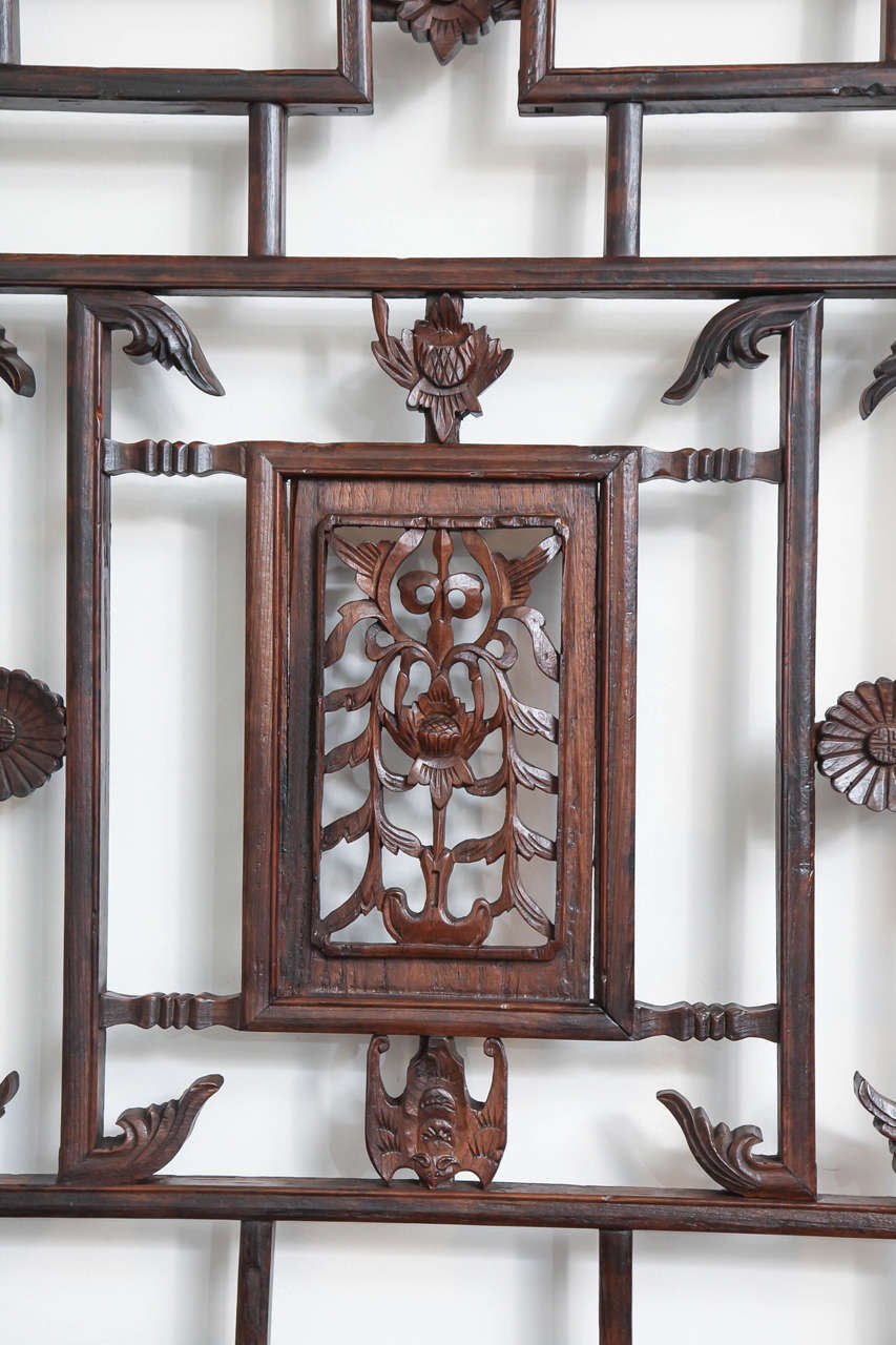 Large Lattice Panel with Carved Accents, Late 19th Century In Excellent Condition In New York, NY