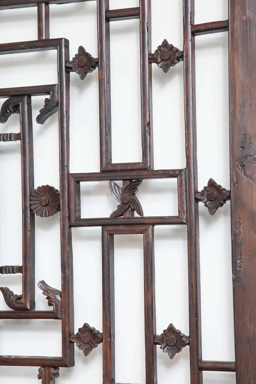 Large Lattice Panel with Carved Accents, Late 19th Century 3