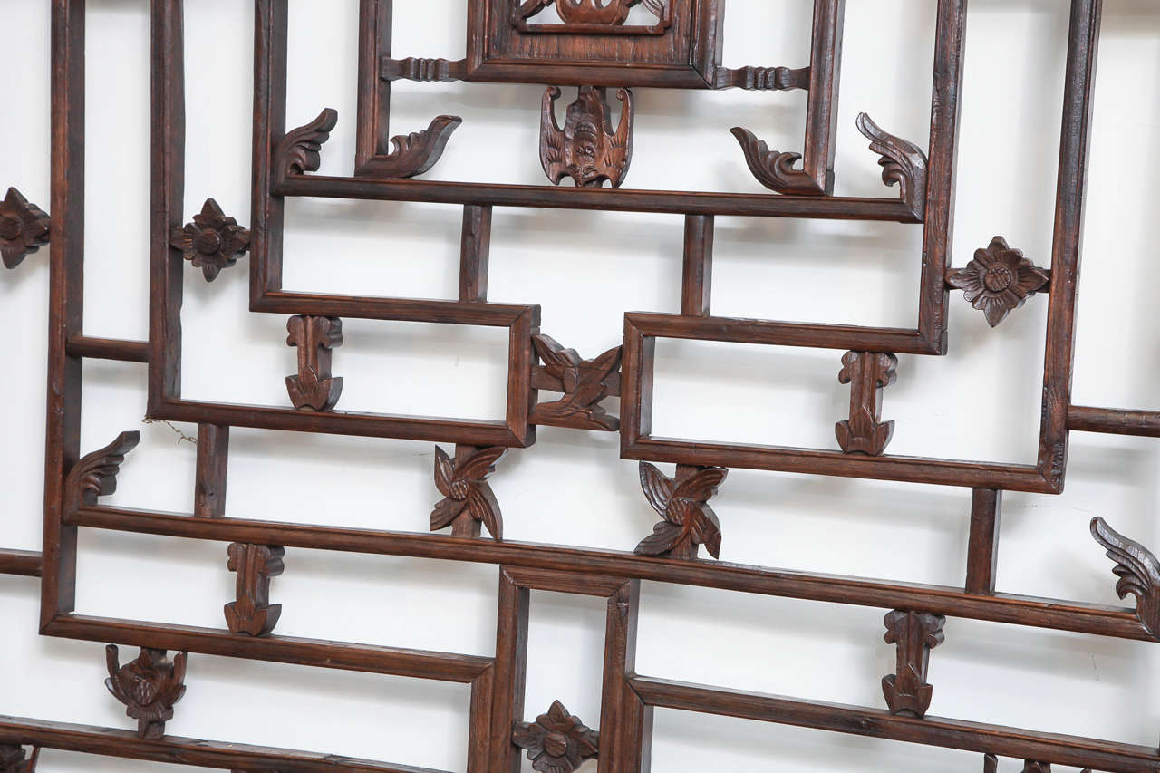 Large Lattice Panel with Carved Accents, Late 19th Century 4