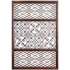 Lattice Screen Panel with Carved Accents