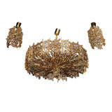 Set of Three Bronze Chandeliers by Lobmeyr, Austrian 1960s