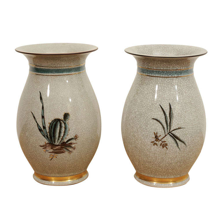 Pair of Crackle Vases by Royal Copenhagen