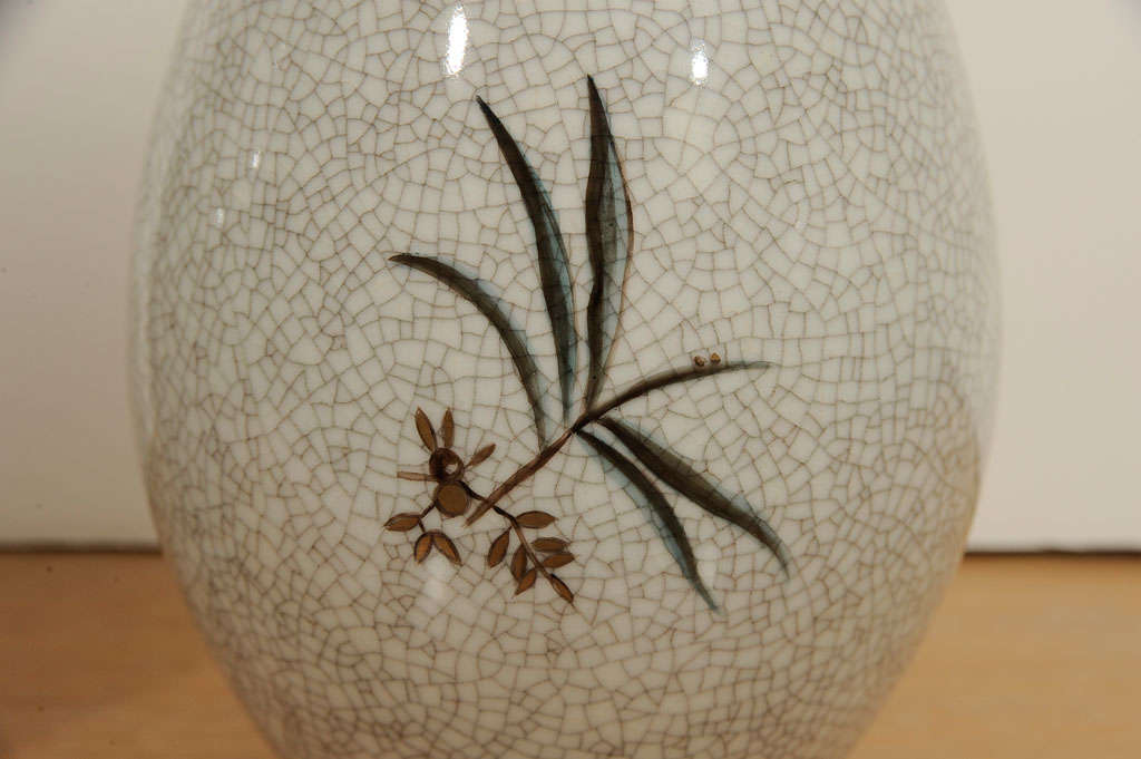 Mid-Century Modern Pair of Crackle Vases by Royal Copenhagen