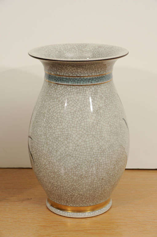 Mid-20th Century Pair of Crackle Vases by Royal Copenhagen