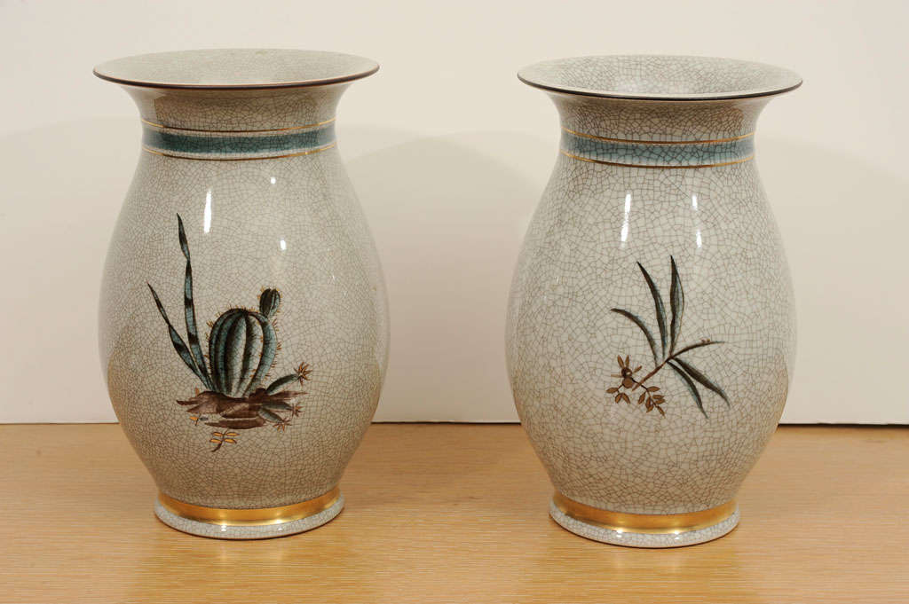 Pair of Crackle Vases by Royal Copenhagen 3