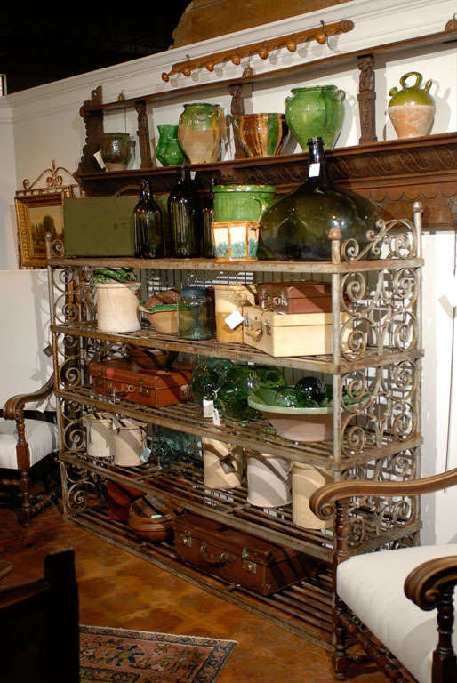 Fabulous French iron bakers rack with five shelves.<br />
<br />
To see more items from Foxglove Antiques, please visit our website: www.foxgloveantiques.com