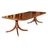 Double Pedestal Mahogany Dining Table w/ Rosewood Banding
