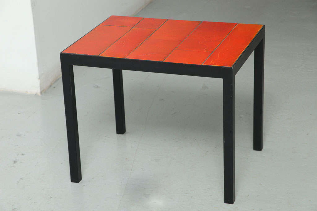 Capron Side Table with Red Lava Tiles
