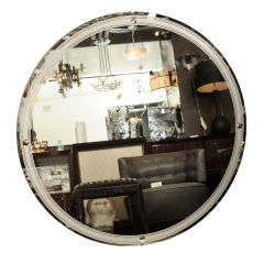 Art Deco Machine Age Reverse Etched and Beveled Mirror