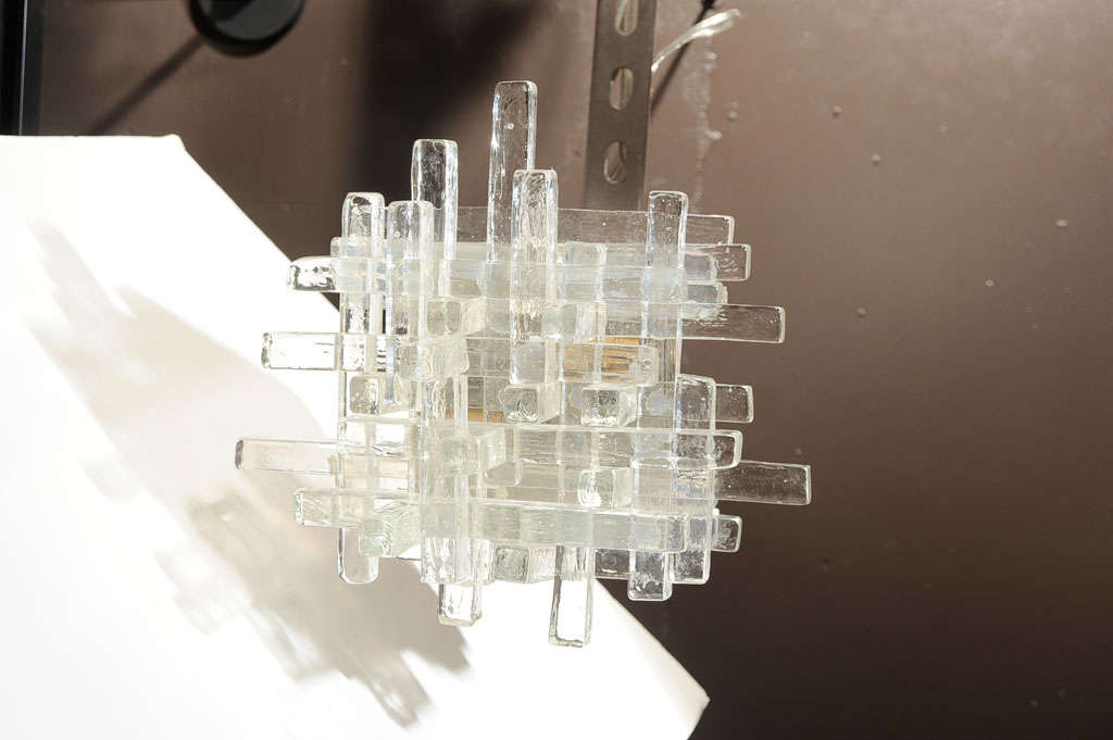 Modernist Icicle Murano Glass Flushmount Chandelier