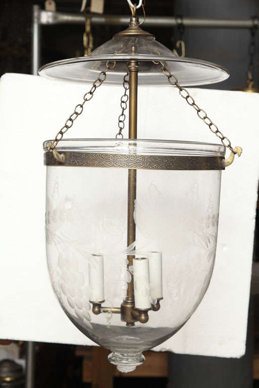 Pair of antique belljars with etchings