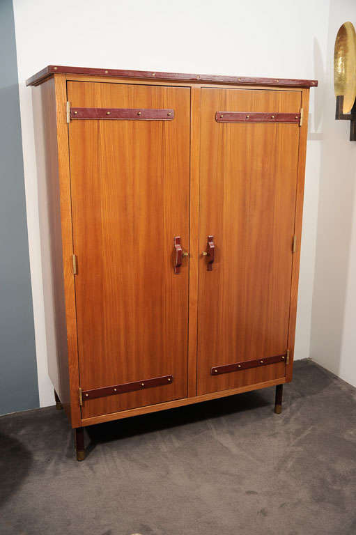 Two-door Walnut Armoire with Leather Details 6