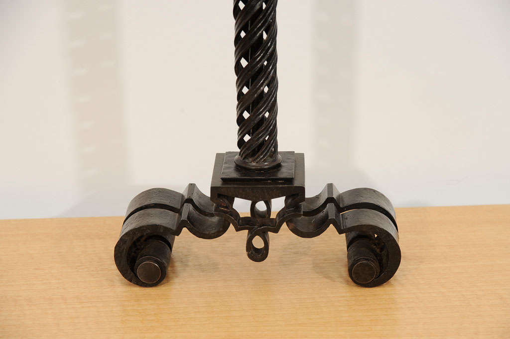 French Pair of Wrought-Iron Candlesticks by Raymond Subes