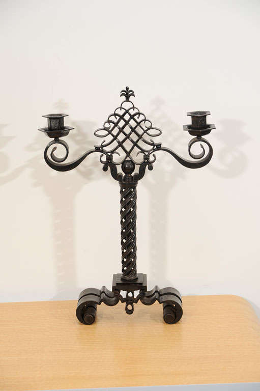 Pair of WroughtIron Candlesticks by Raymond Subes at 1stdibs