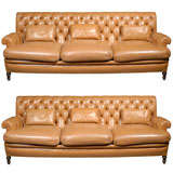 Pair Vintage French Chesterfield Sofas by Frederic Mechiche