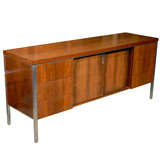 Walnut and Chrome Credenza in the manner of Florence Knoll
