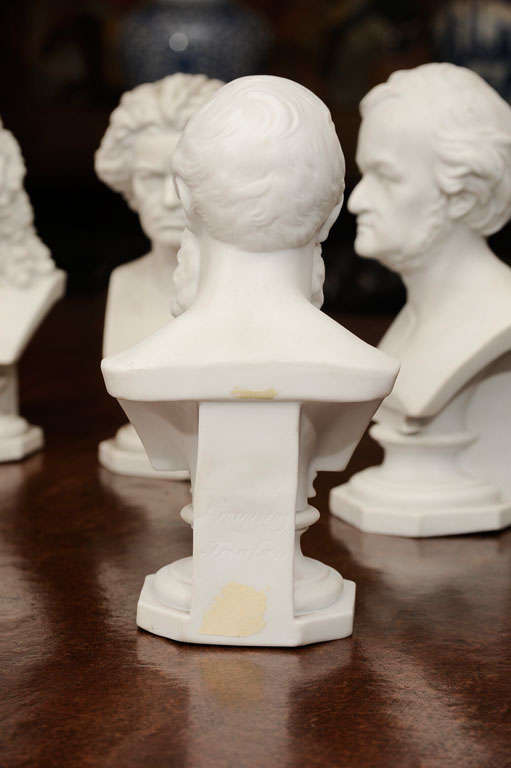 Early Victorian Set of Six Parian Ware Busts of Notable 18th and 19th Century Germans