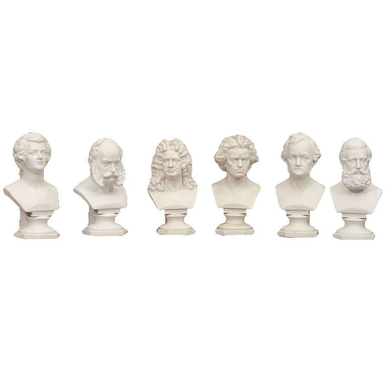 Set of Six Parian Ware Busts of Notable 18th and 19th Century Germans