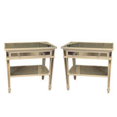 Pair of Mirrored 1-Drawer Bedside Tables