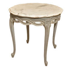 French Provincial Round Occasional Table with Marble Top French Provincial Round Occasional Table with Marble Top