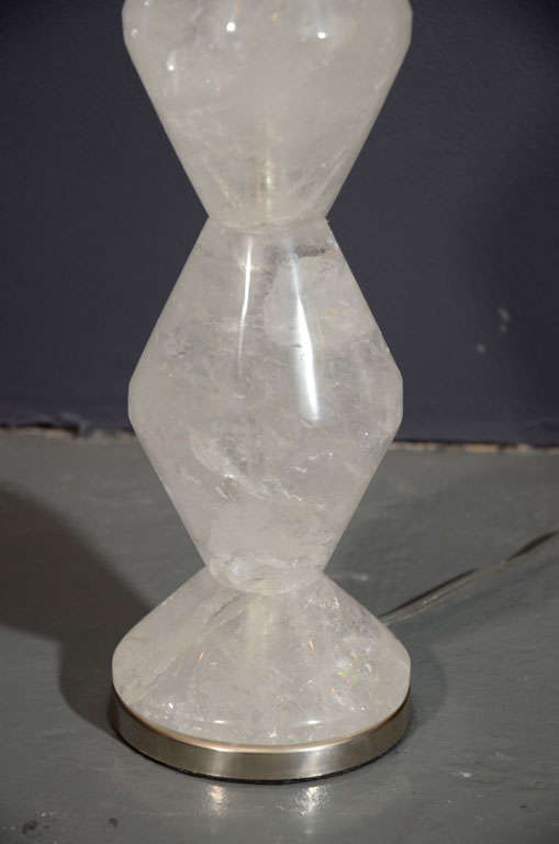 Hand-Carved Rock Crystal Diamond Nickel Lamps For Sale