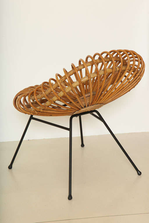 Rattan Pair of Corolle Chairs by Janine Abraham and Dirk Rol For Sale