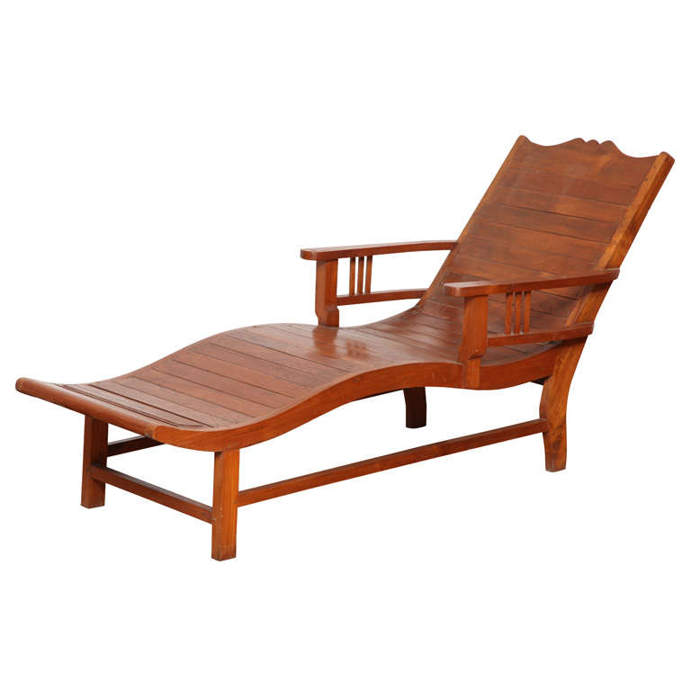 Vintage Teak Lounge Chair in the Dutch Colonial Style from the 1940s