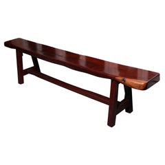 Vintage Mingei Style Backless Long Wooden Bench Made of Railroad Ties