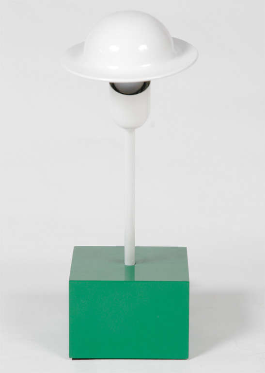 A Memphis ''Don'' Desk Lamp designed by Ettore Sottsass in 1977 for Stilnovo.<br />
Applied label.<br />
Lacquered wood,Laminate and plastic.<br />
Prov; Tom Watkins- Manager of The Pet Shop Boys