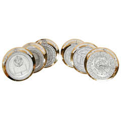 A set of six plates by Piero Fornasetti. A set of six plates by Piero Fornasetti.