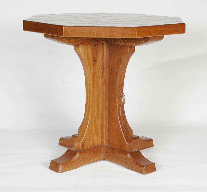 A Robert “Mouseman” Thompson Oak octagonal occasional Table. 2