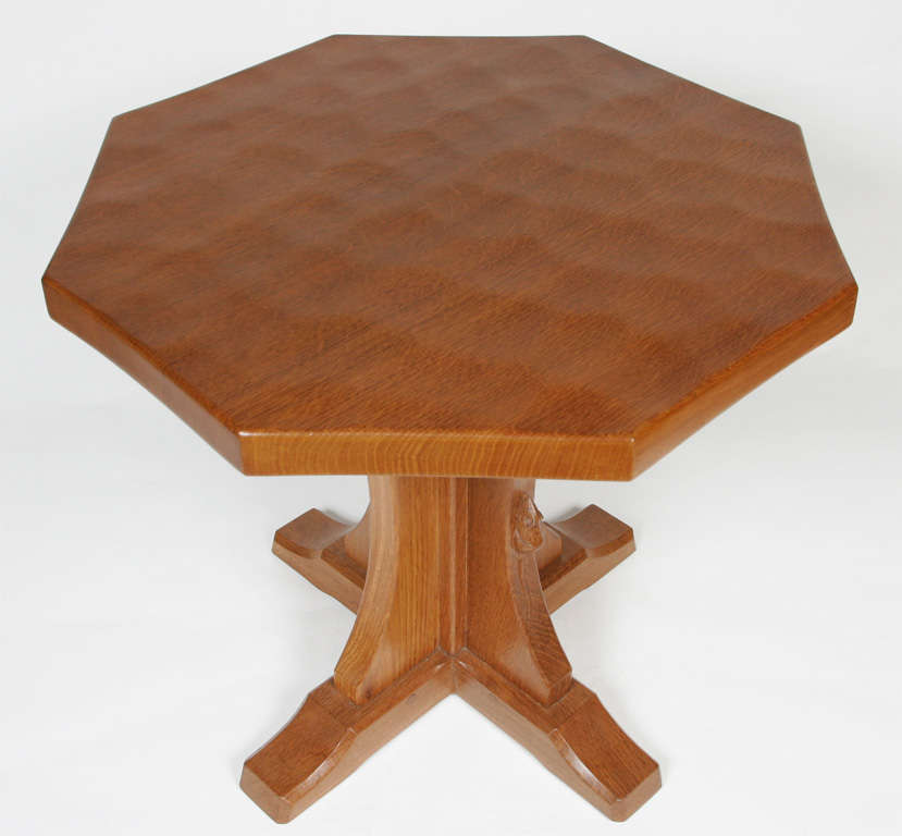 A Robert “Mouseman” Thompson Oak octagonal occasional Table. 3