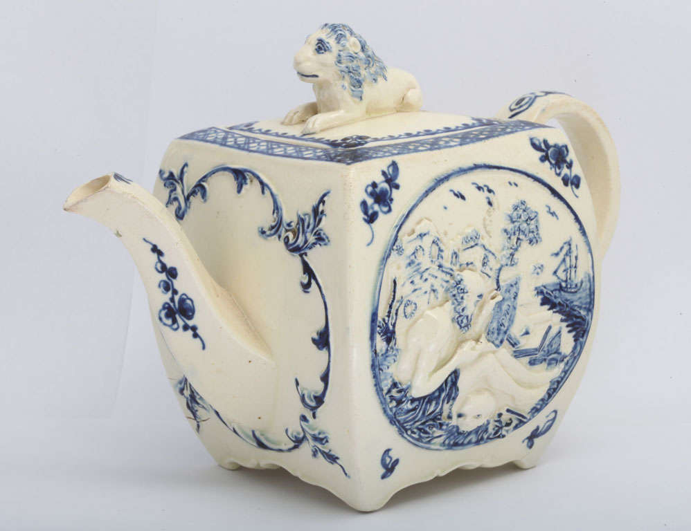 A Rare Creamware Teapot Molded With  