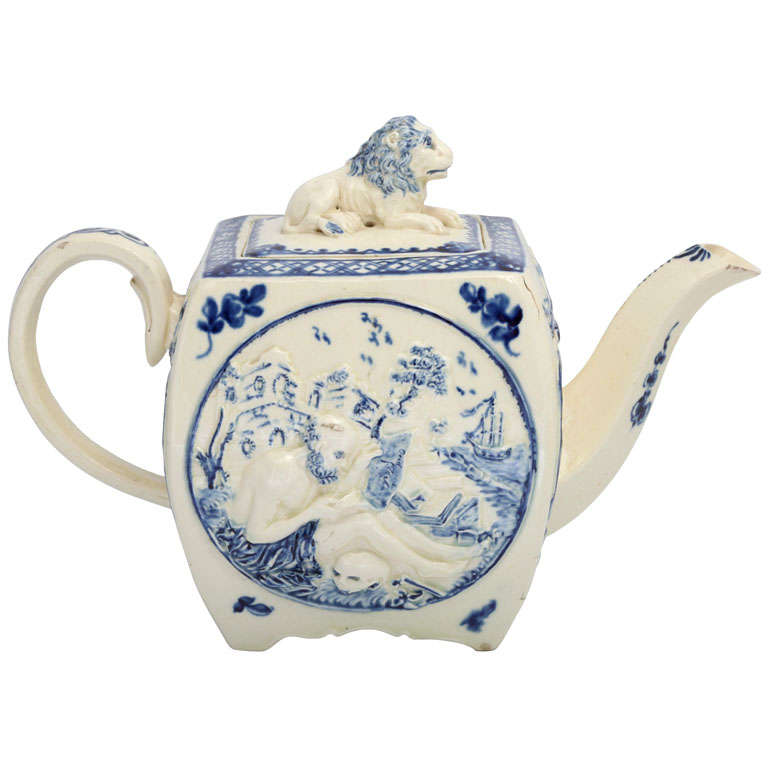 A Rare Creamware Teapot Molded With  "Saint Anthony" For Sale