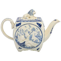 A Rare Creamware Teapot Molded With  "Saint Anthony"