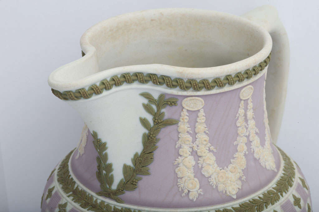 Porcelain Rare Wedgwood Three Color Jasper Pitcher For Sale