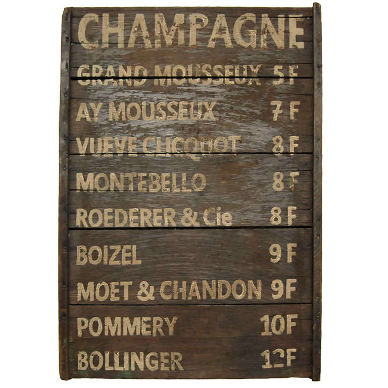 French Champagne menu sign