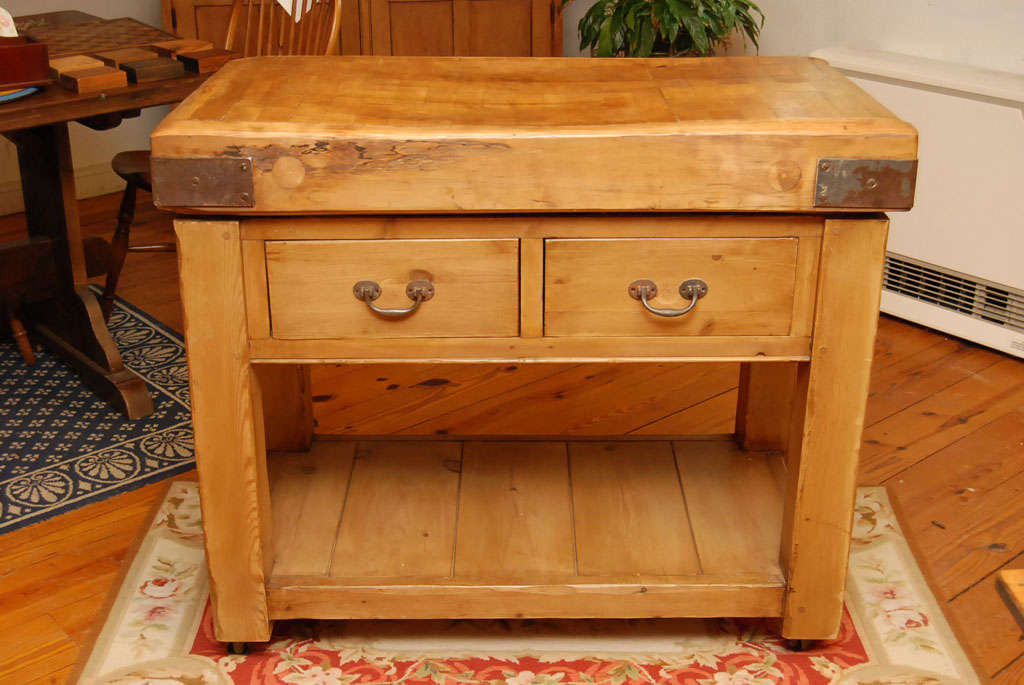 English Original Butcher Block Center Island
