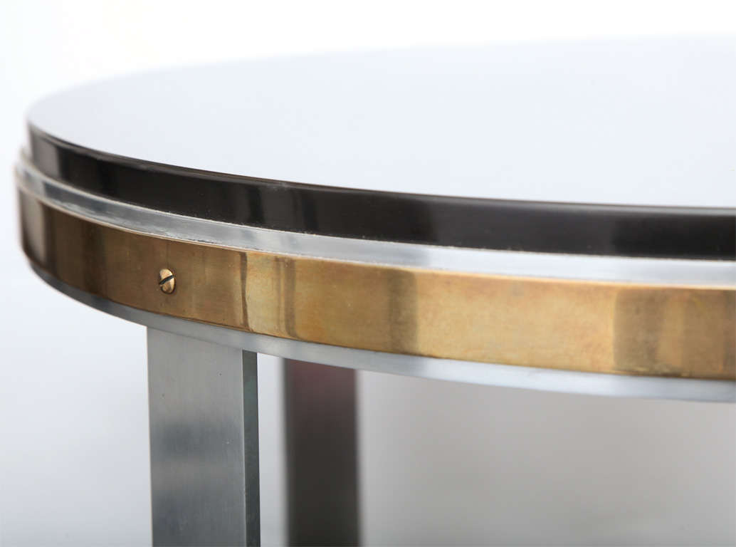 Walter Kantack Table Art Deco Polished Steel and Brass with Onyx Top, 1920s For Sale 1